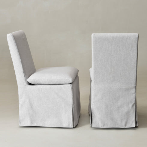 Diane Slipcover Performance Dining Chair with Casters - Light Gray Upholstered Dining Chair | Modern Dining Chairs | Kinwell Furniture | Performance Fabric Dining Chairs